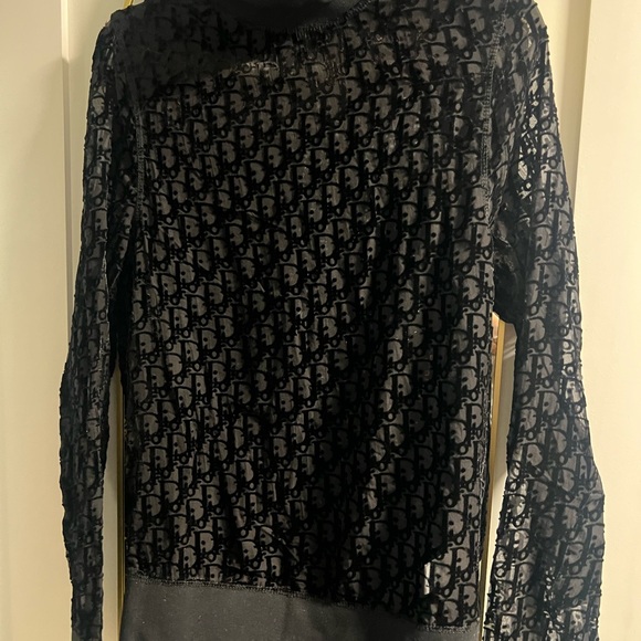 Dior Black velvet Sheer Patterned Top NEVER WORN - Picture 1 of 5